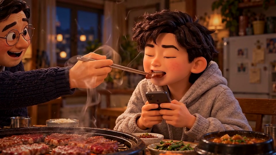 말이 필요 없는 맛 작품 속 한 장면
